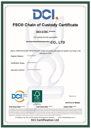 DCI-FSC-英文证书样本