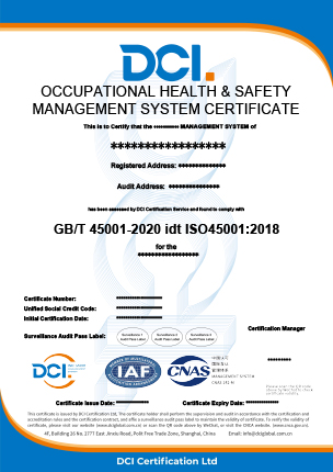 ISO 45001 CNAS 英文样本